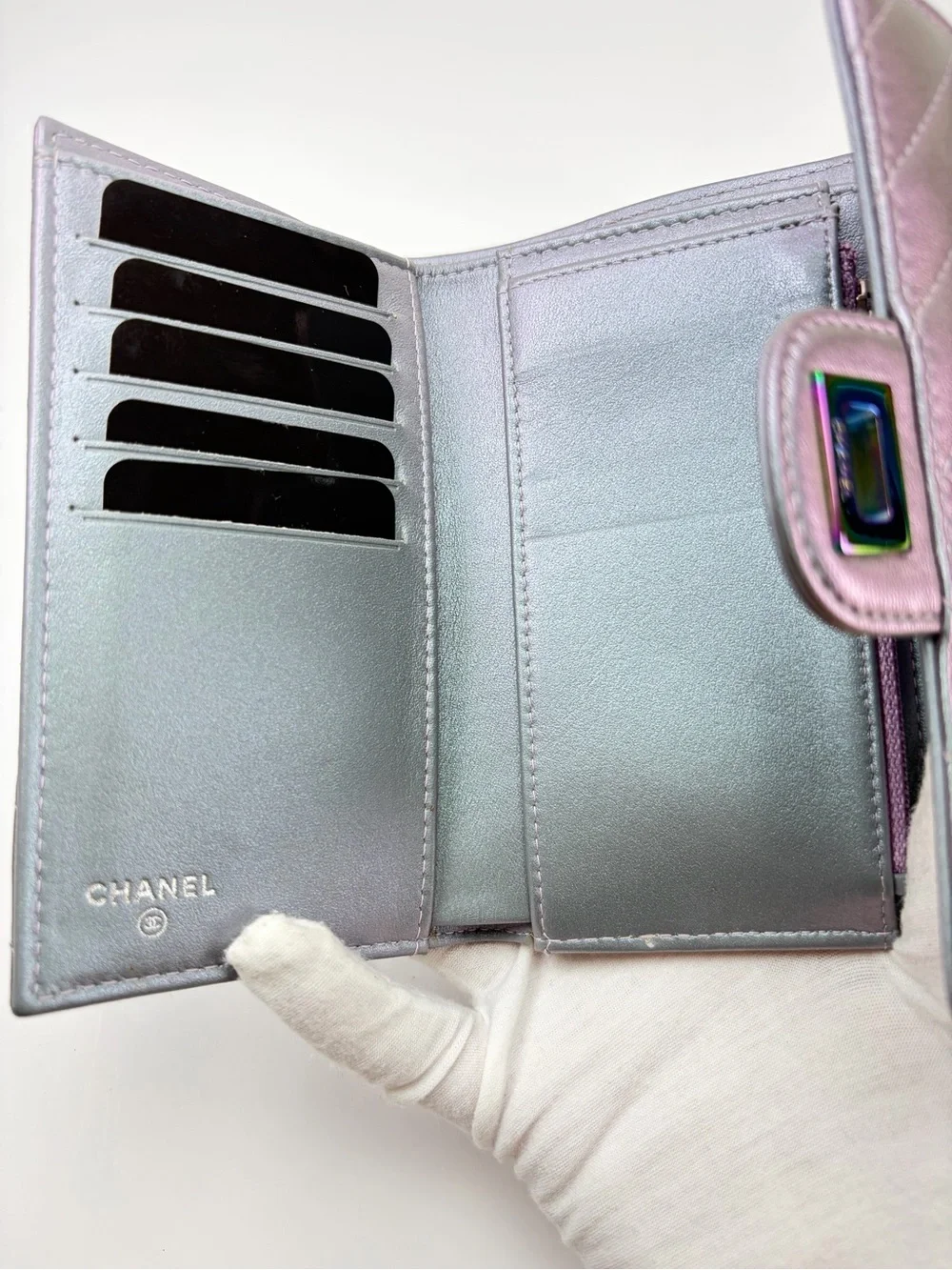 CHANEL Iridescent Chevron Quilted Wallet - Picture 9 of 13